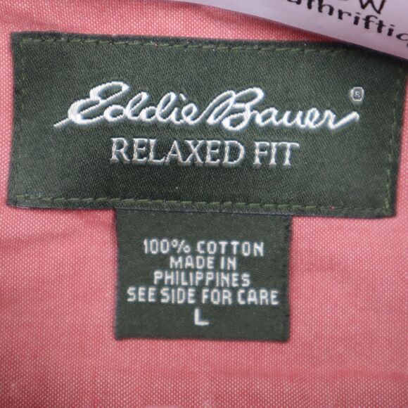 Eddie Bauer Shirt Mens L Red Relaxed Fit Short Sleeve Button Up Casual - Picture 2 of 16
